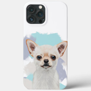 Cute White Chihuahua Abstract Blue iPhone 13 Pro Max Hoesje