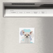 Cute White Chihuahua Abstract Blue Magneet (Insitu (Vaatwasser))
