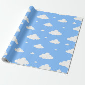 Cute white clouds pattern sky blue seamless wrappi cadeaupapier (Uitgerold)