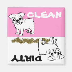 Cute White Coat Bulldog Cartoon Magneet