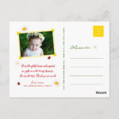 Cute White Daisies & Ladybugs Whimsical Bedankt Briefkaart (Achterkant)