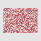 Cute White Dark Red Damask Floral Pattern Tissuepapier (Voorkant)