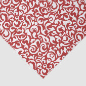 Cute White Dark Red Damask Floral Pattern Tissuepapier (Detail)