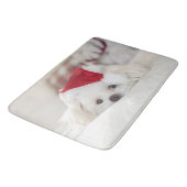 Cute White Dog in een Rode Kerstmis Pet Badmat (Gekanteld)