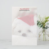 Cute White Dog in een Rode Kerstmis Pet Briefpapier (Staand voorkant)