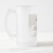 Cute White Dog in een Rode Kerstmis Pet Matglas Bierpul (Links)