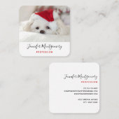 Cute White Dog in een Rode Kerstmis Pet Vierkante Visitekaartje (Voorkant / Achterkant)