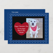 Cute White Dog met Funny Ears Red hart Blue Briefkaart (Voorkant / Achterkant)