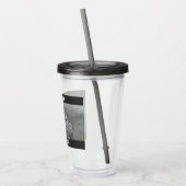 Cute White Dog Scared om 40 Funny Grey te verander Acryl Drinkbeker (Links)