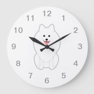 Cute White Dog. Spitz of Pommeren. Grote Klok