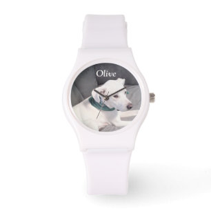 Cute White Dog Wearing Green Scarf Pet Lovers Horloge