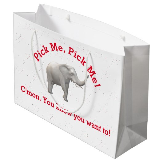 Cute White Elephant Gift Bag Groot Cadeauzakje (Achterkant Gekanteld)