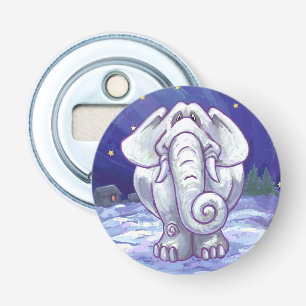 Cute White Elephant Gift Button Flesopener