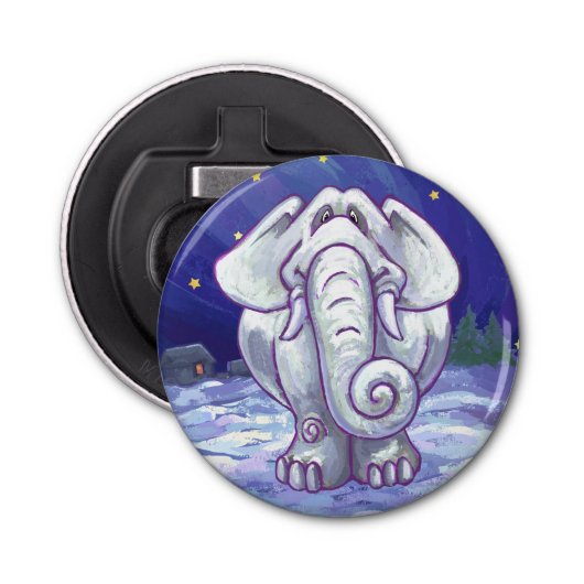 Cute White Elephant Gift Button Flesopener (Voorkant)