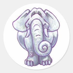 Cute White Elephant Gift Ronde Sticker