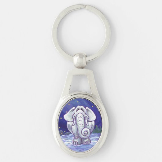 Cute White Elephant Gift Sleutelhanger (Voorkant)