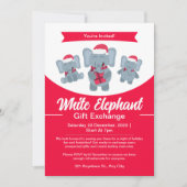 Cute White Elephant Invitation à l'échange de cade (Devant)