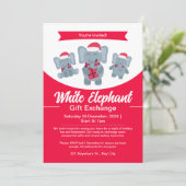Cute White Elephant Invitation à l'échange de cade (Debout devant)