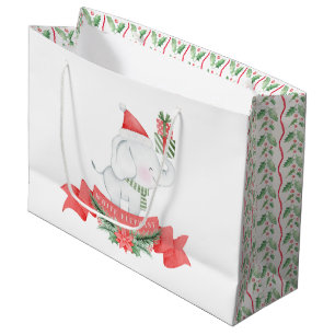 Cute White Elephant Kerstmis Groot Cadeauzakje