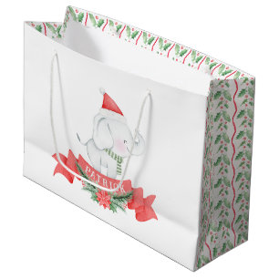 Cute White Elephant Kerstmis Groot Cadeauzakje