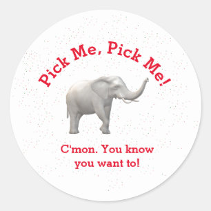 Cute White Elephant Ronde Sticker