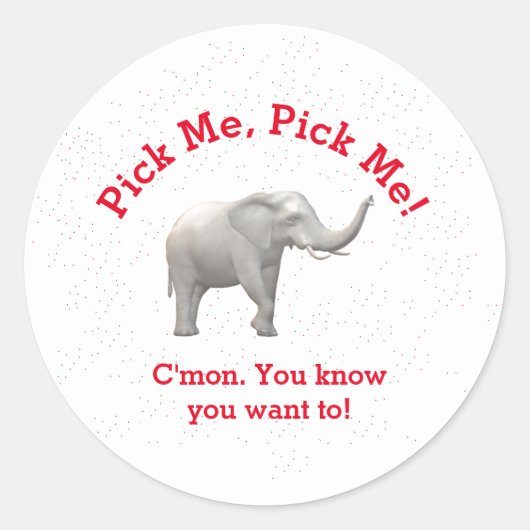 Cute White Elephant Ronde Sticker (Voorkant)