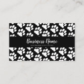Cute White en Black Paw Print Pattern Dog Walking Visitekaartje (Achterkant)