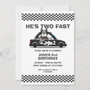 Cute White en Grey Race Auto Two Fast 2e verjaarda Kaart