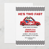 Cute White en Red Race Auto Two Fast 2e verjaardag Kaart (Voorkant / Achterkant)