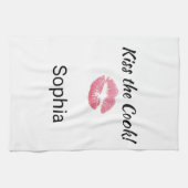 Cute White en roze lipstick Kus the Cook Theedoek (Horizontaal)