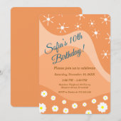 Cute white flowers Birthday Party Kaart (Voorkant / Achterkant)