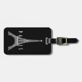 Cute white France Paris Eiffeltoren Button Bagagelabel (Voorkant horizontaal)