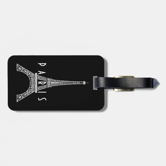 Cute white France Paris Eiffeltoren Button Bagagelabel (Achterkant horizontaal)