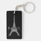 Cute white France Paris Eiffeltoren Button Sleutelhanger (achterkant)