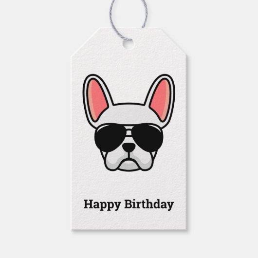 Cute White French Bulldog Gift Labels Cadeaulabel (Voorkant)