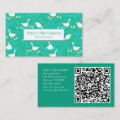 Cute White Geese QR Code Carte de visite Ducks Far (Devant / Derrière)
