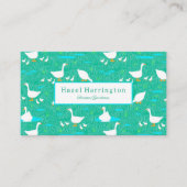 Cute White Geese QR Code Carte de visite Ducks Far (Devant)
