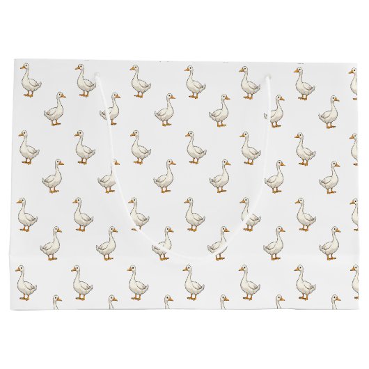 Cute White Goose Pattern Groot Cadeauzakje (Achterkant)