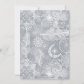 Cute White & Gray Dreamweaver Feathers Mandala Kaart (Achterkant)