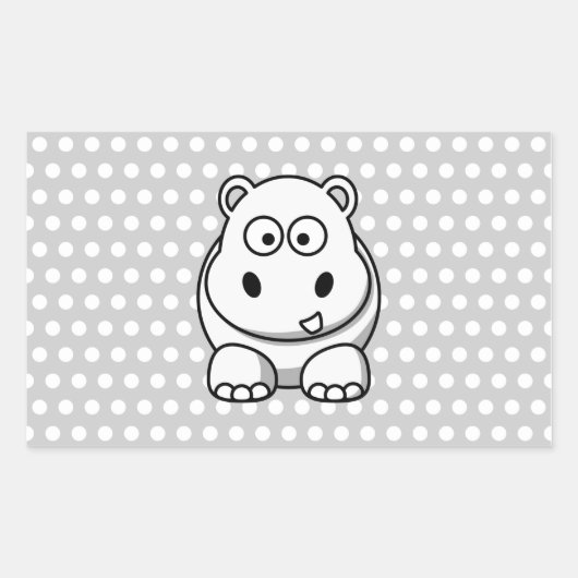 Cute White Hippo Rechthoekige Sticker (Voorkant)