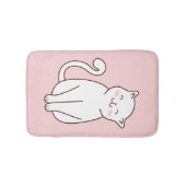 Cute White Kawaii Smiling Cat Pink Badmat (Voorkant)