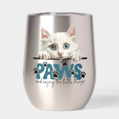 Cute White Kitten Patrouilles et dégustez (Arrière)