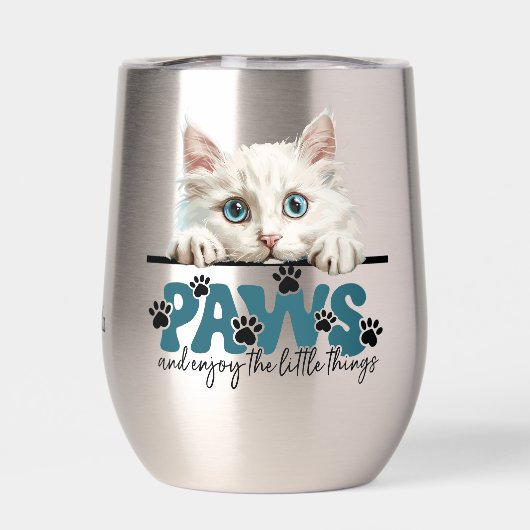 Cute White Kitten Patrouilles et dégustez (Arrière)