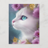 Cute White Kitten Portrait Briefkaart (Voorkant)