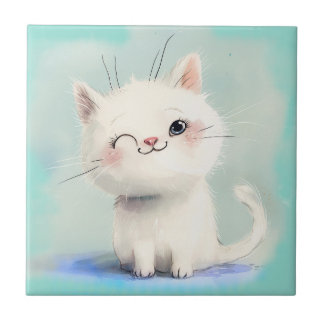 Cute White Kitten Tegeltje