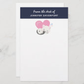 Cute White Kitty Cat Slaping Briefpapier (Voorkant / Achterkant)