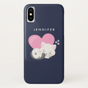 Cute White Kitty Cat Slaping iPhone X Hoesje