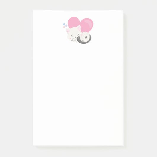 Cute White Kitty Cat Slaping Post-it® Notes (Voorkant)