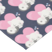 Cute White Kitty Cat Sleeping Patroon Tafelkleed (Gekanteld)