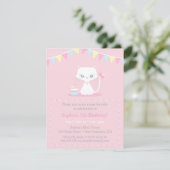 Cute White Kitty Chat Invitations de fête d'annive (Debout devant)
